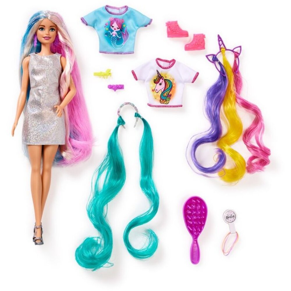 New in Box Barbie Fantasy Doll with Mermaid & Unicorn Looks Long Colorful Hair
